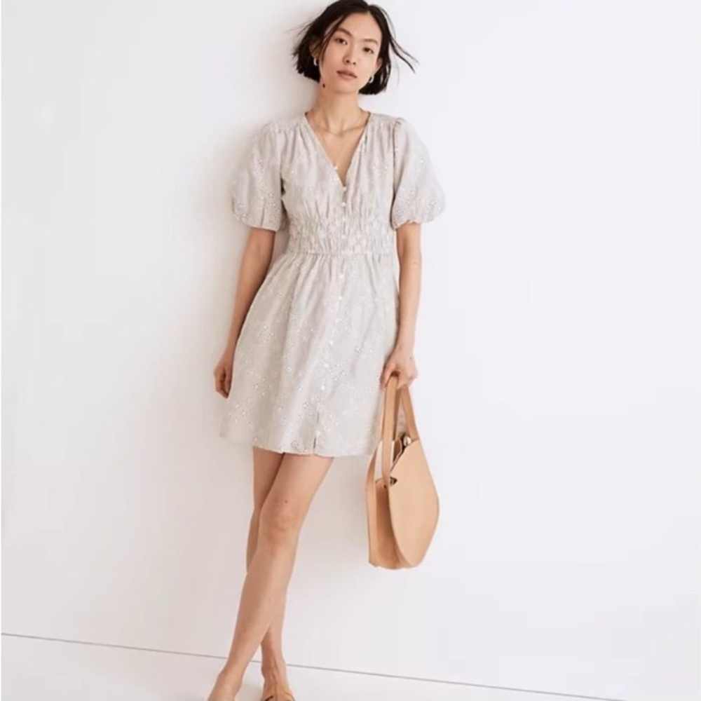 Madewell Eyelet Sophia Mini Dress in Stripe Size S
